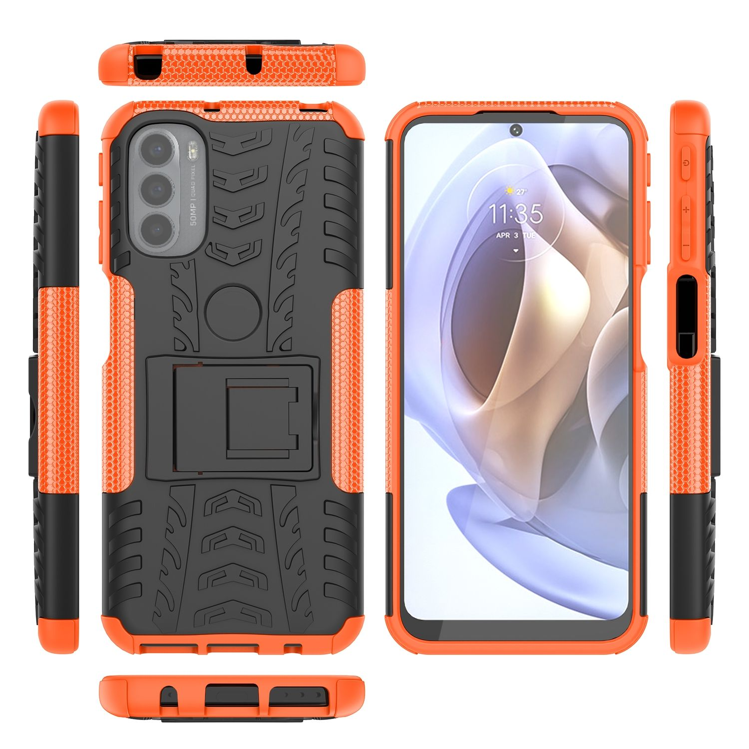 Motorola, KÖNIG DESIGN Orange Moto G31 Backcover, G41, / Case,
