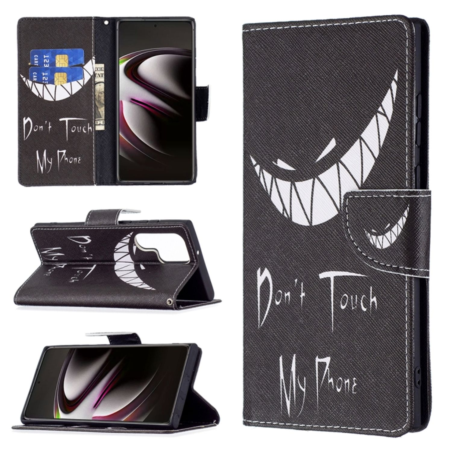 Galaxy Case, Bookcover, S22 Grinsen Ultra Book DESIGN KÖNIG 5G, Samsung,