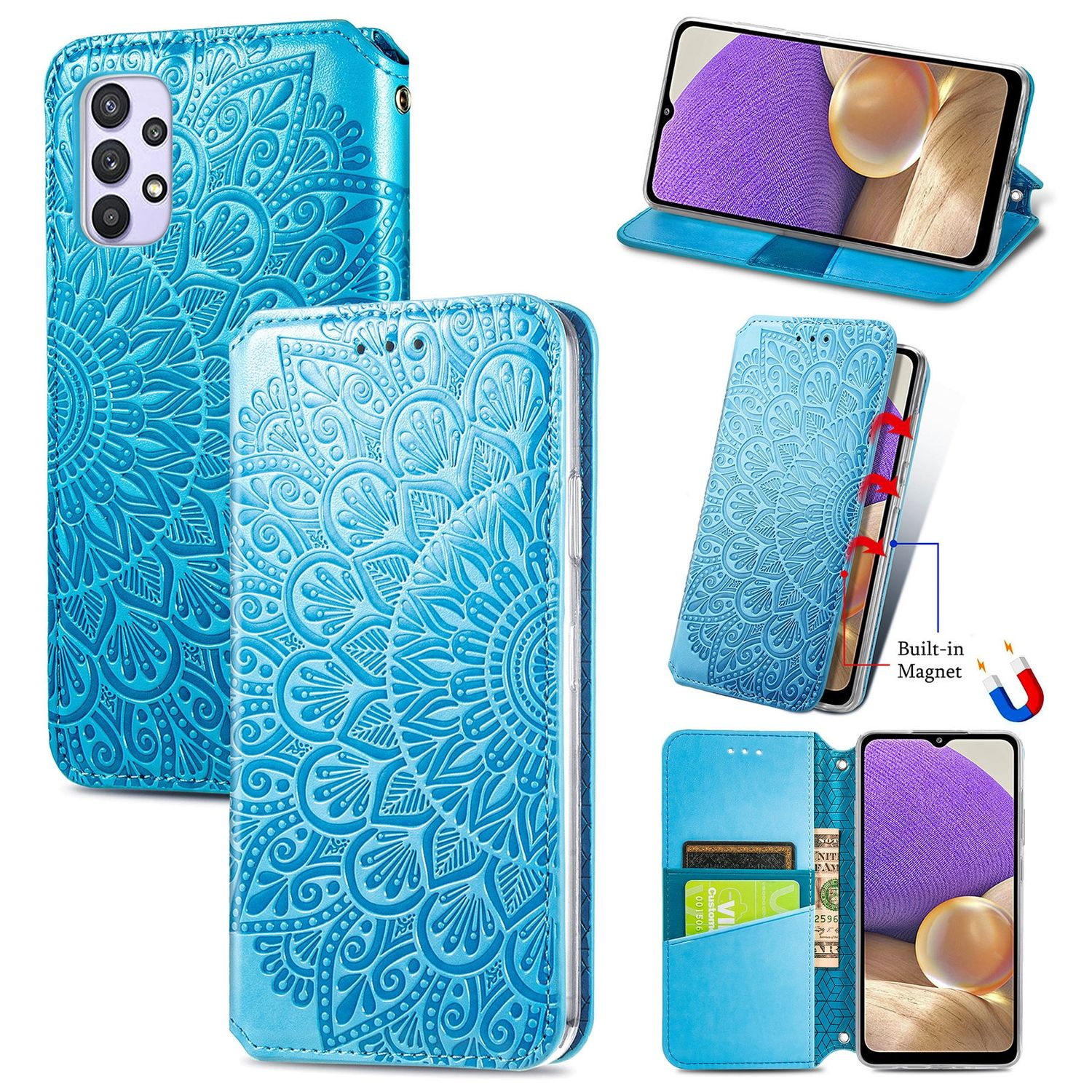 Bookcover, Galaxy DESIGN 5G, Blau Book KÖNIG Case, A32 Samsung,