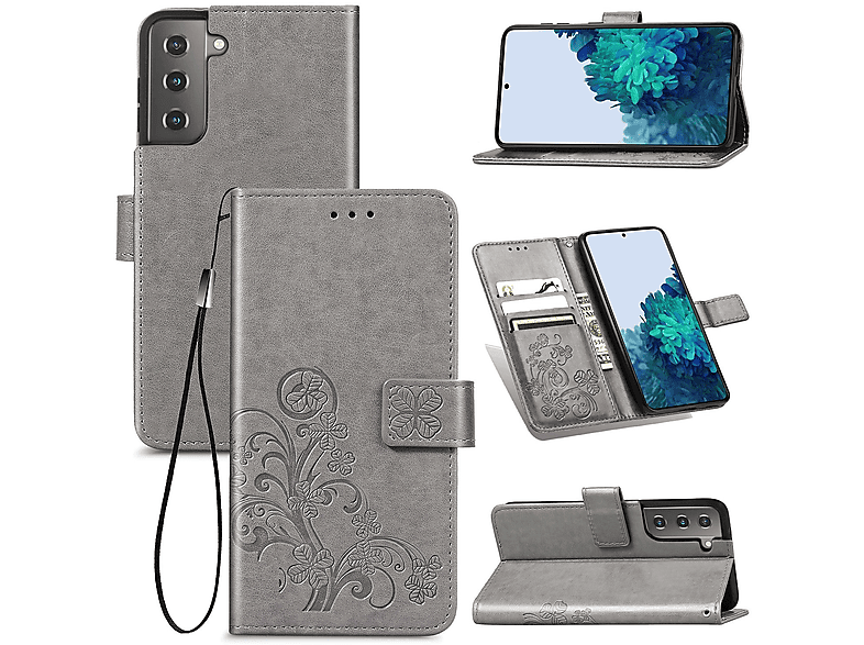 KÖNIG DESIGN S21 Samsung, Plus, Galaxy Book Case, Bookcover, Grau