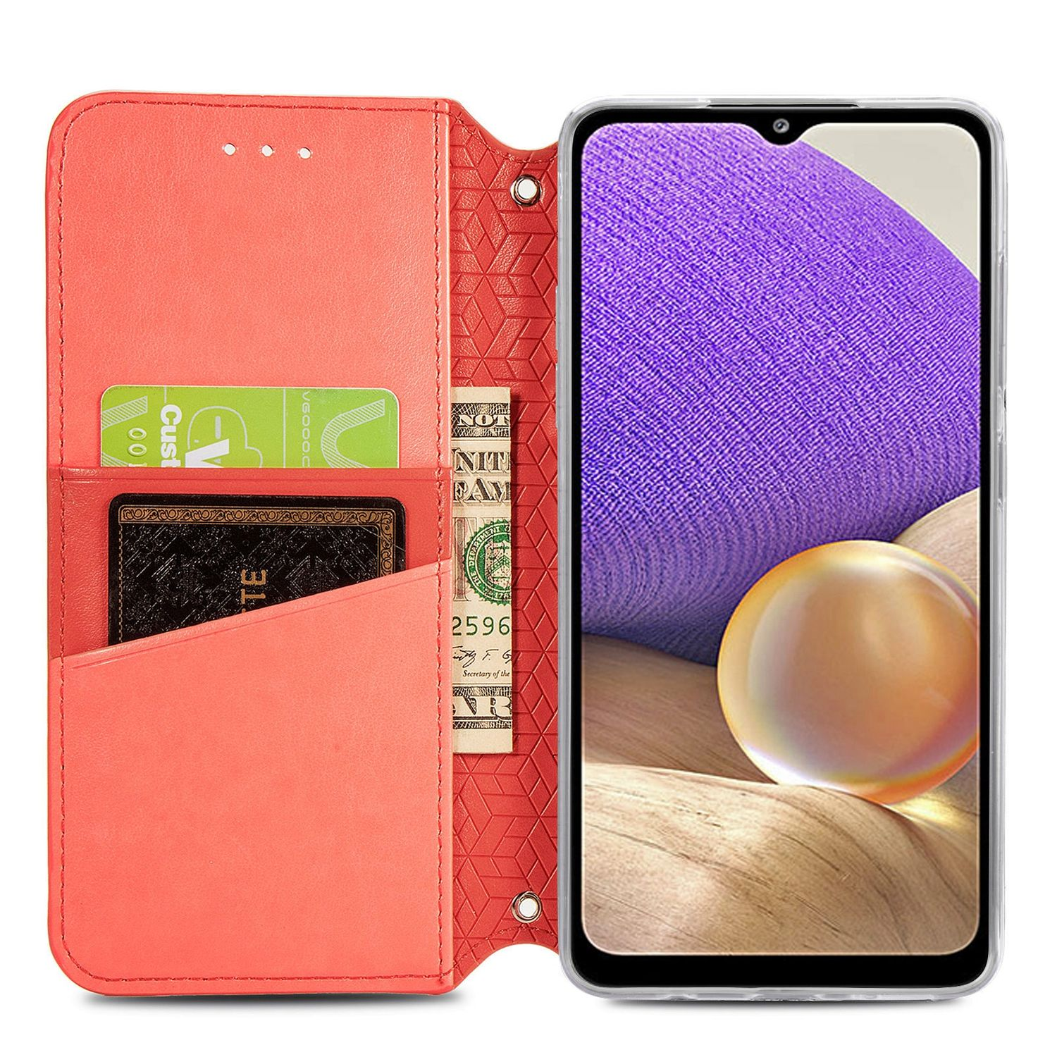 KÖNIG DESIGN Book Bookcover, Case, Galaxy A32 5G, Samsung, Rot