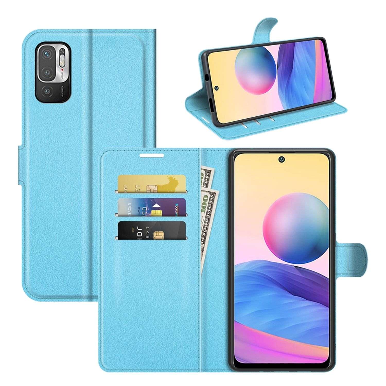 Xiaomi, Note 10 DESIGN Case, Bookcover, Redmi 5G, Blau Book KÖNIG