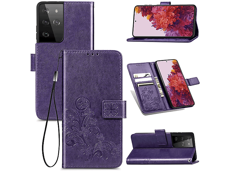 KÖNIG DESIGN Book Case, Bookcover, Samsung, Galaxy S21 Ultra, Violett