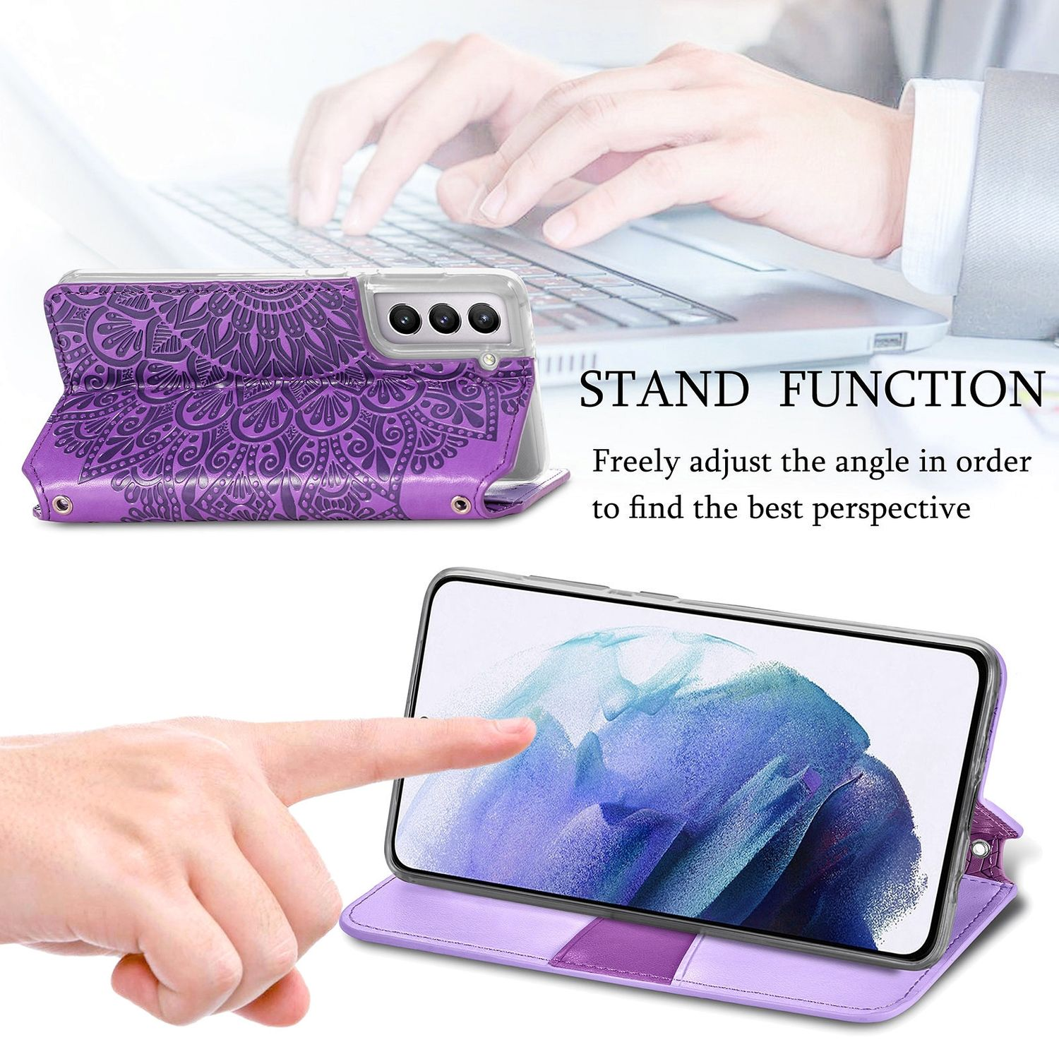 Samsung, Book KÖNIG Bookcover, Galaxy S21, DESIGN Violett Case,