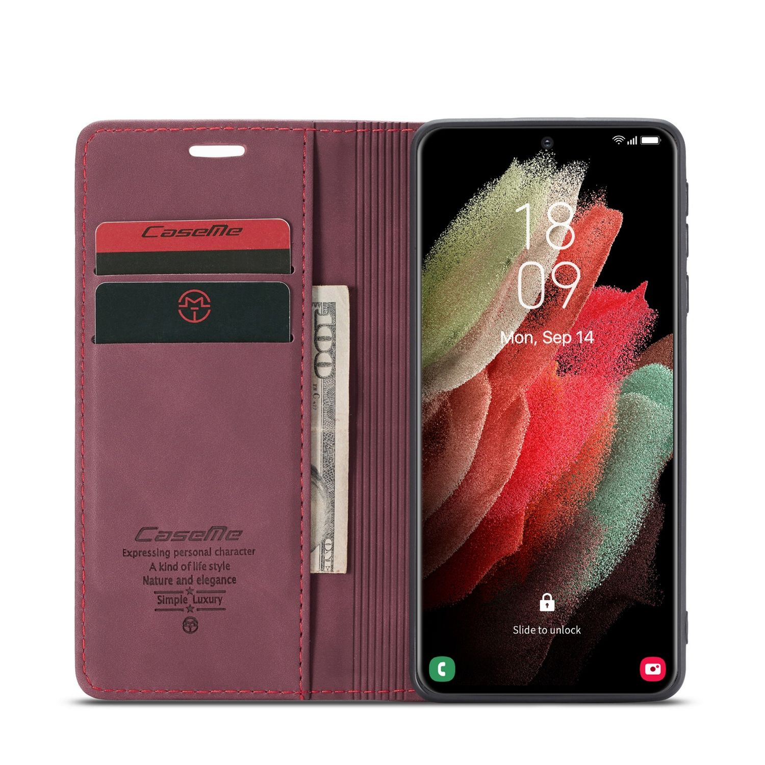 KÖNIG DESIGN Case, Samsung, Rot Ultra, Book S21 Galaxy Bookcover