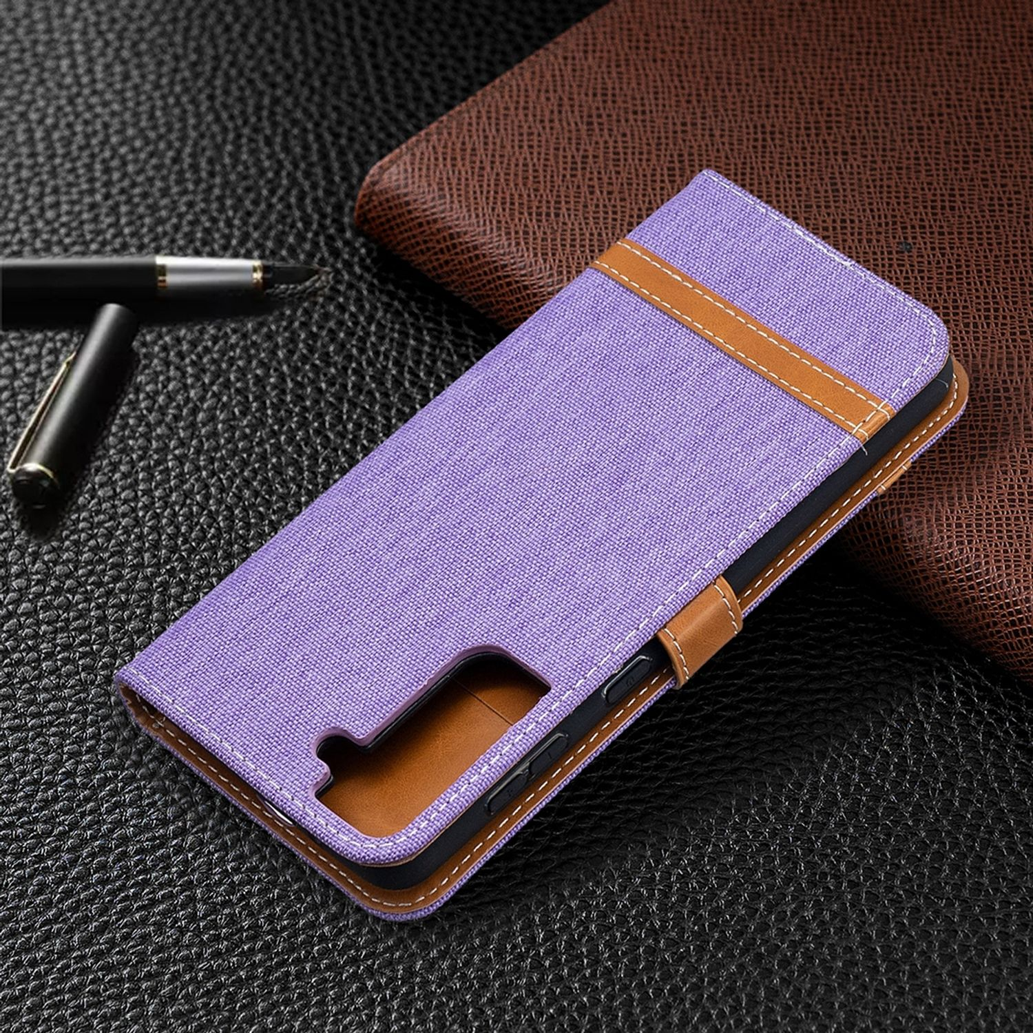 KÖNIG DESIGN S21 Plus, Case, Violett Samsung, Bookcover, Book Galaxy