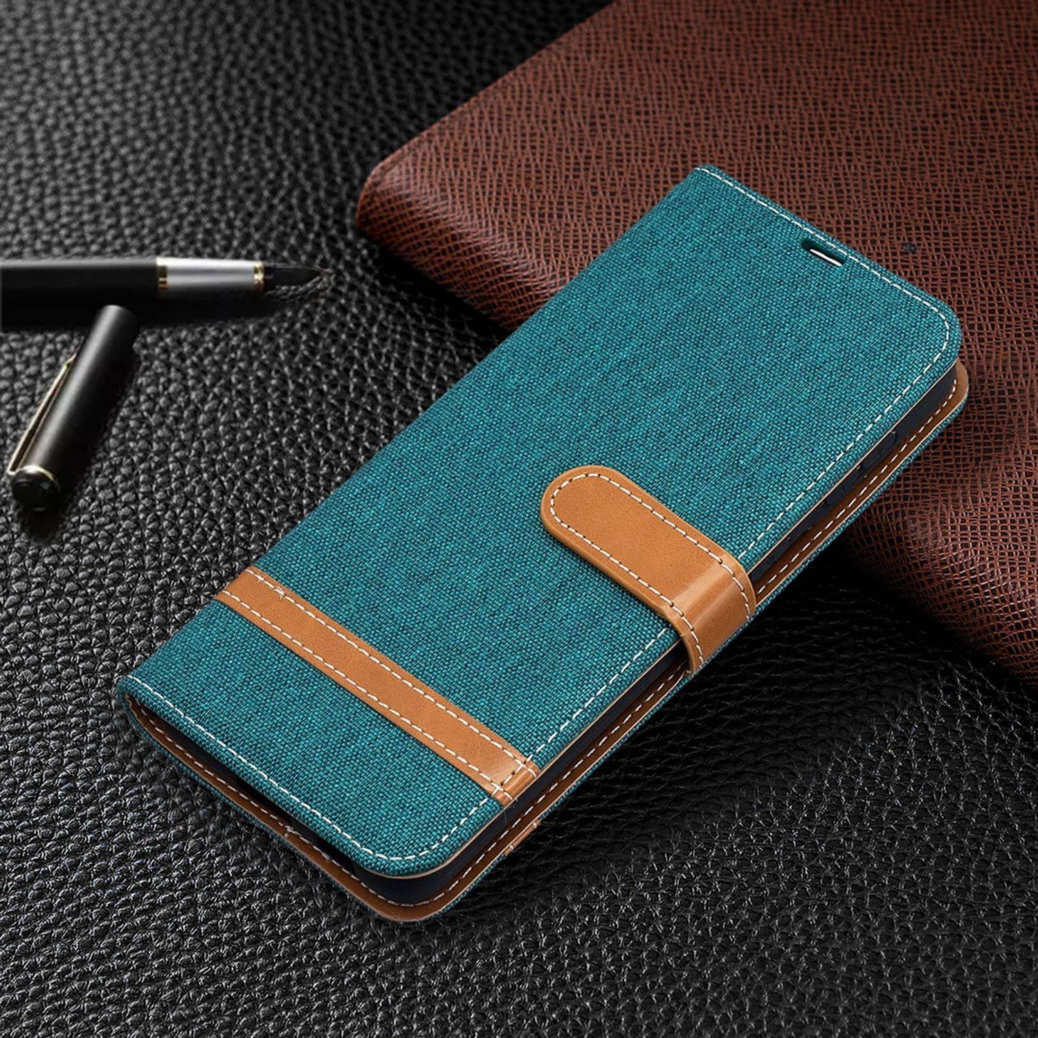 KÖNIG DESIGN Samsung, Grün Galaxy Case, Book Bookcover, S21 Plus