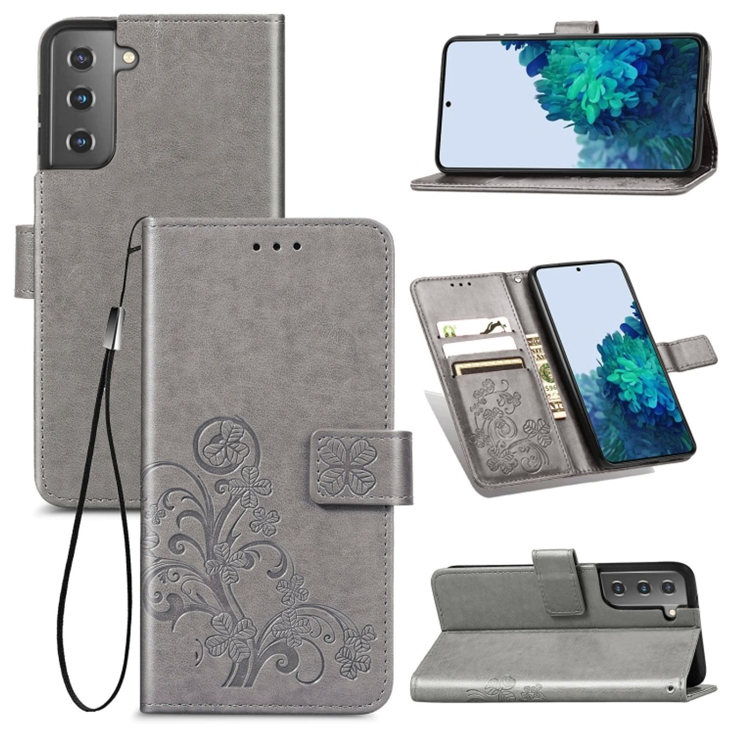 S22 Grau Galaxy Samsung, Bookcover, KÖNIG Book Plus DESIGN Case, 5G,