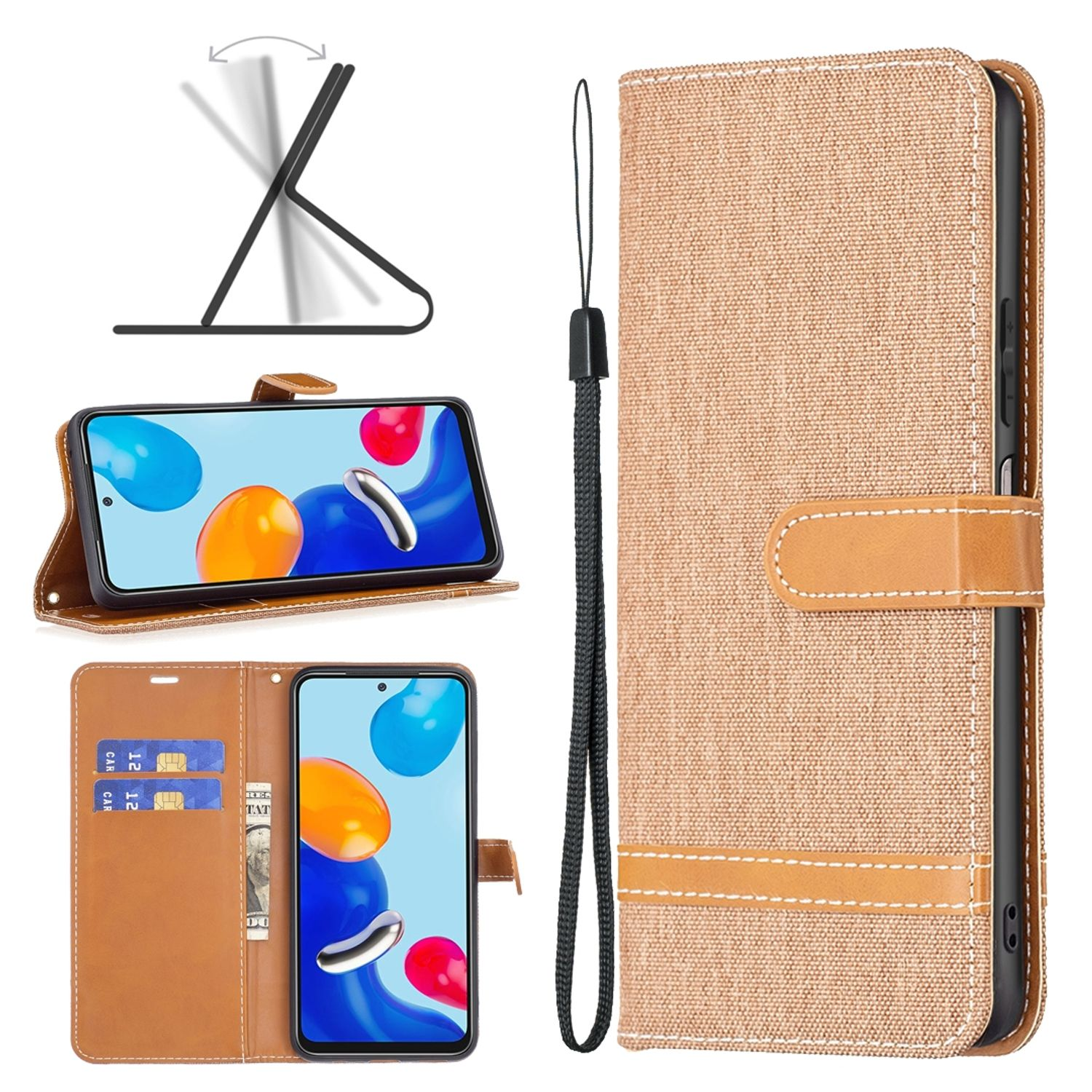 Note Xiaomi, Global, 11S Note Redmi DESIGN KÖNIG / 11 Bookcover, Book Case, Braun