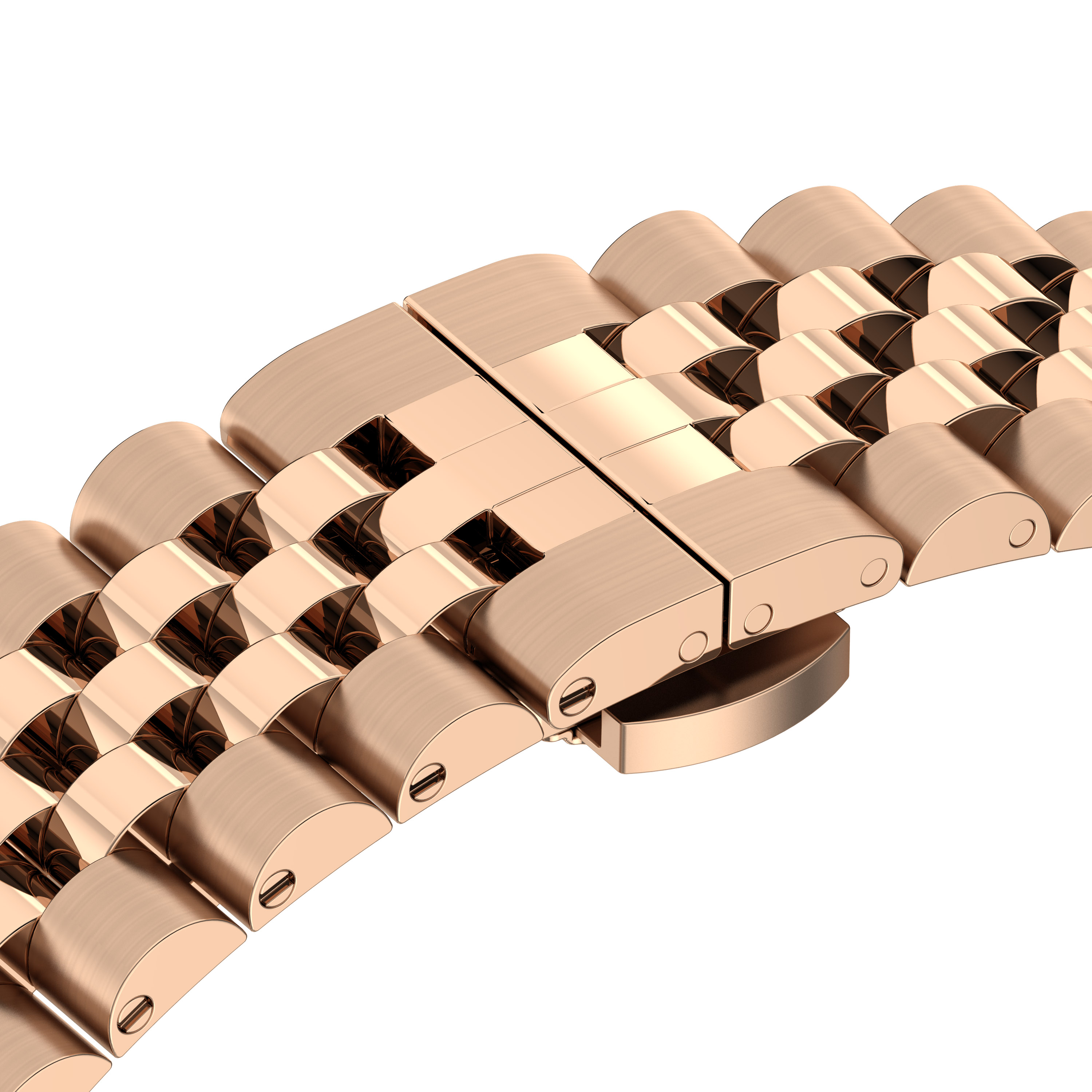Nahaufnahme eines goldenen Uhrenarmbands. Mehrere Glieder sind miteinander verbunden.