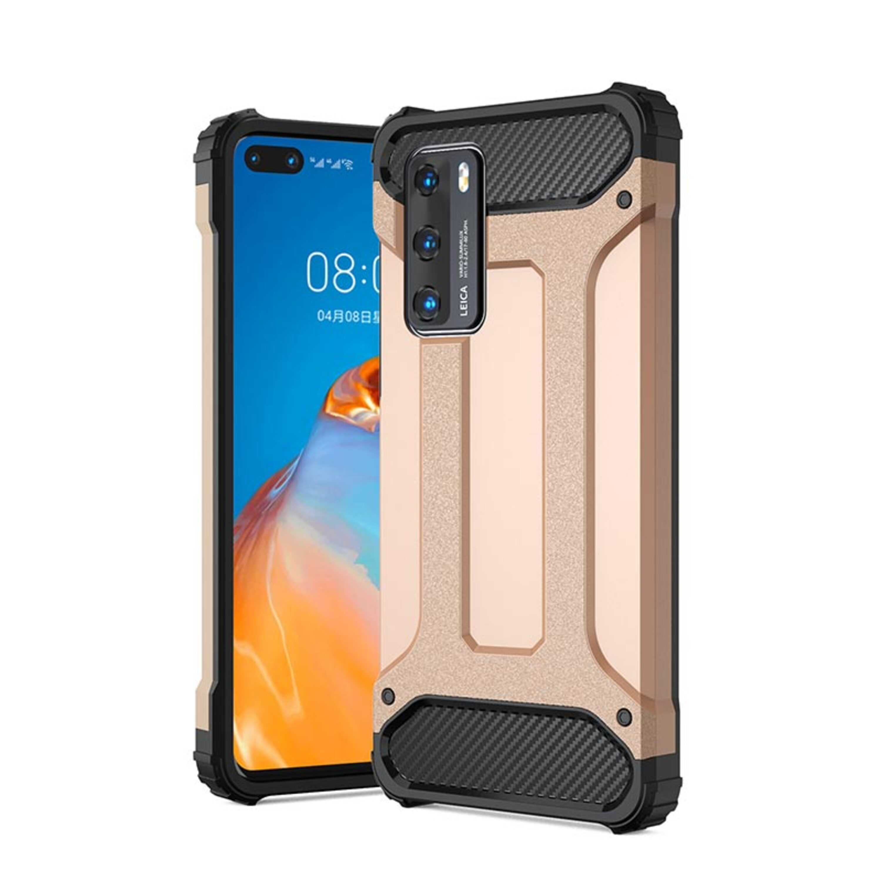 HBASICS Armor Handyhülle für Huawei P40, Huawei, Backcover, Gold Rose P40