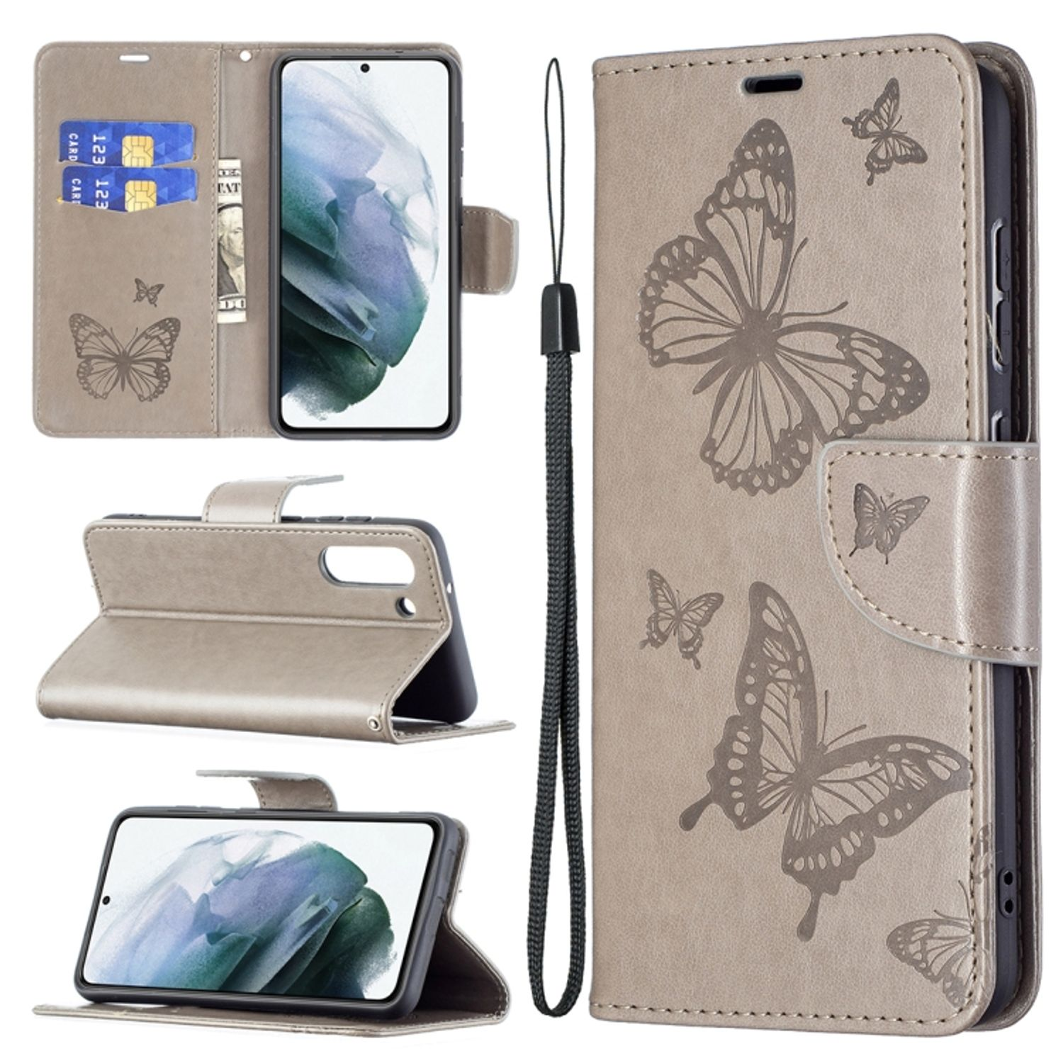 Samsung, FE, KÖNIG S21 Bookcover, DESIGN Book Grau Galaxy Case,