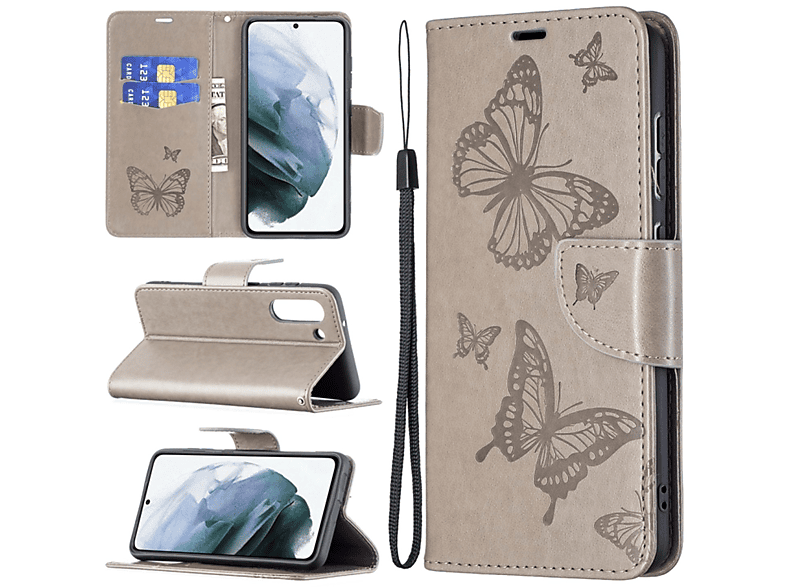 Samsung, FE, KÖNIG S21 Bookcover, DESIGN Book Grau Galaxy Case,