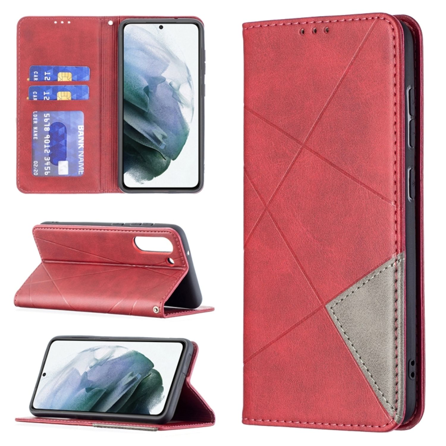 Samsung, FE, Bookcover, Case, DESIGN KÖNIG S21 Book Galaxy Rot