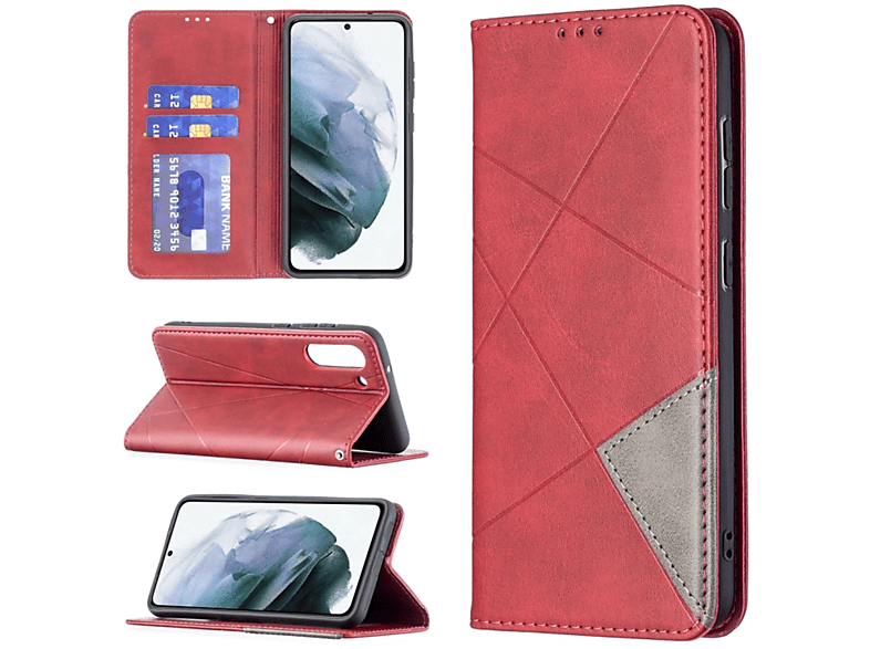 KÖNIG DESIGN Book Case, Bookcover, Samsung, Galaxy S21 FE, Rot