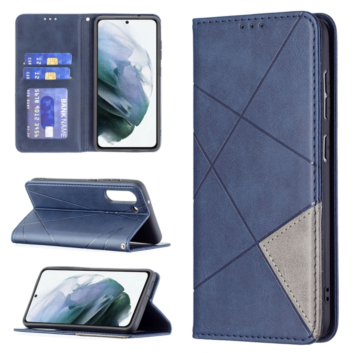 KÖNIG DESIGN Book Samsung, Blau Case, Bookcover, Galaxy S21 FE