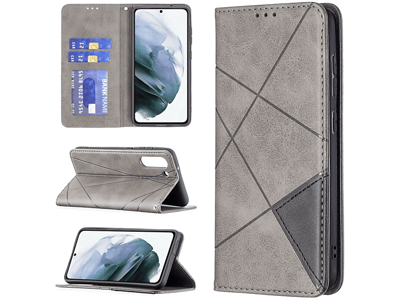 Grau S21 Samsung, Bookcover, DESIGN Case, KÖNIG Book FE, Galaxy