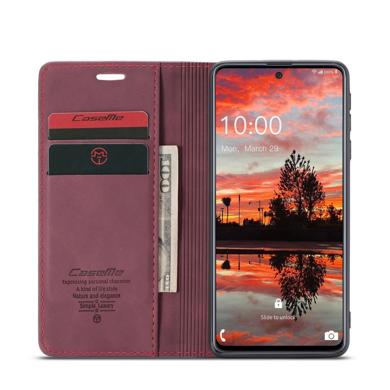KÖNIG DESIGN Book Case, Samsung, Weinrot 5G, Bookcover, Galaxy A33
