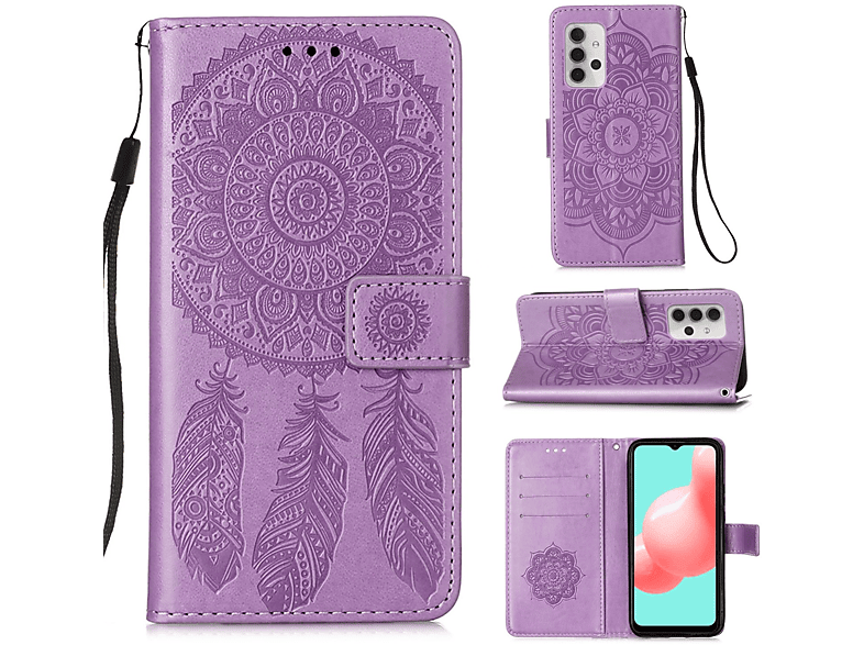 KÖNIG DESIGN Galaxy A32 5G, Bookcover, Book Violett Case, Samsung