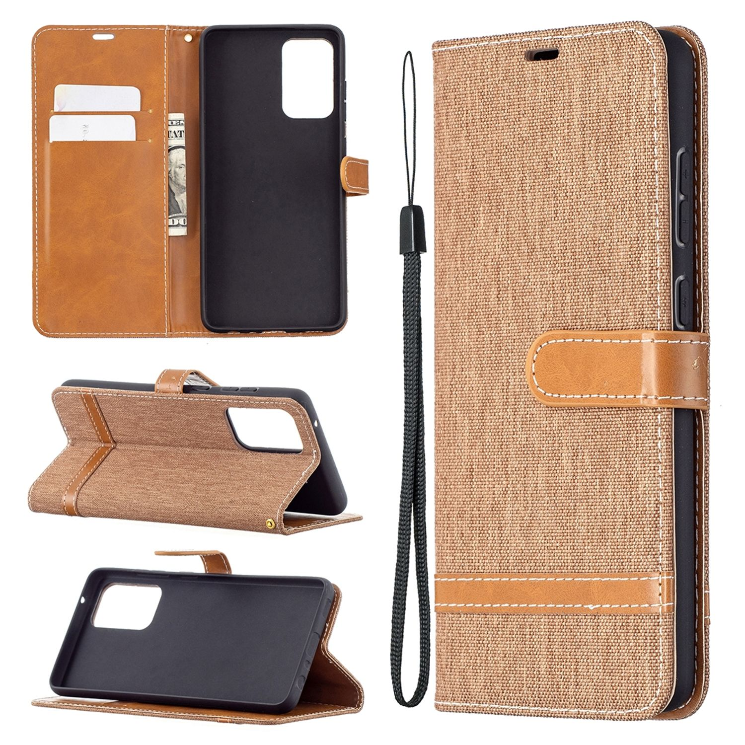 Book A72 Samsung, KÖNIG DESIGN Bookcover, Galaxy Case, Braun 5G,