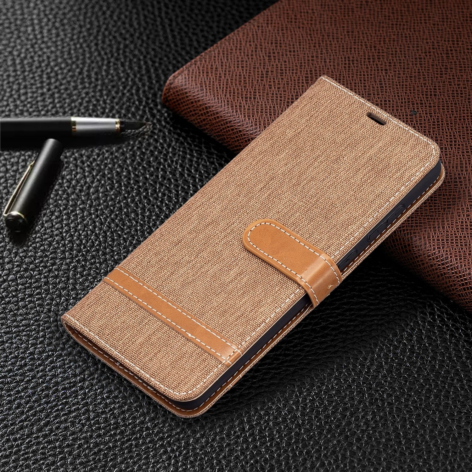 KÖNIG DESIGN Book 5G, A72 Bookcover, Samsung, Galaxy Braun Case