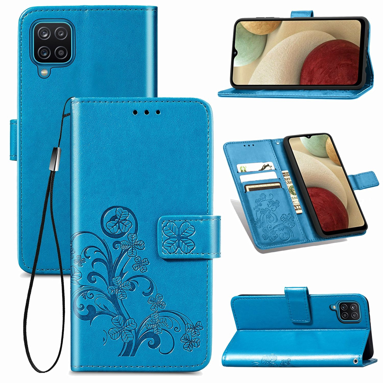 Book Galaxy Case, Blau Bookcover, KÖNIG DESIGN Samsung, A12,