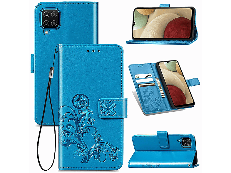 Book Galaxy Case, Blau Bookcover, KÖNIG DESIGN Samsung, A12,
