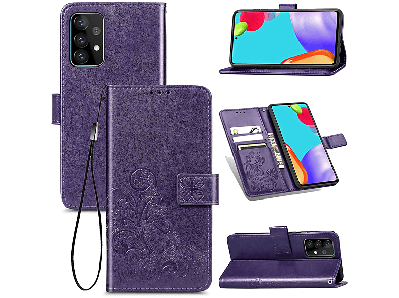 KÖNIG DESIGN Book Case, Bookcover, Violett A52s, / / Galaxy A52 5G Samsung, 4G