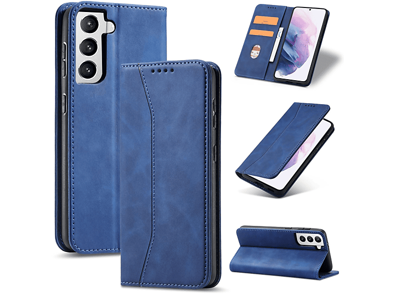 Blau Bookcover, KÖNIG Book DESIGN Case, Plus, Galaxy Samsung, S21