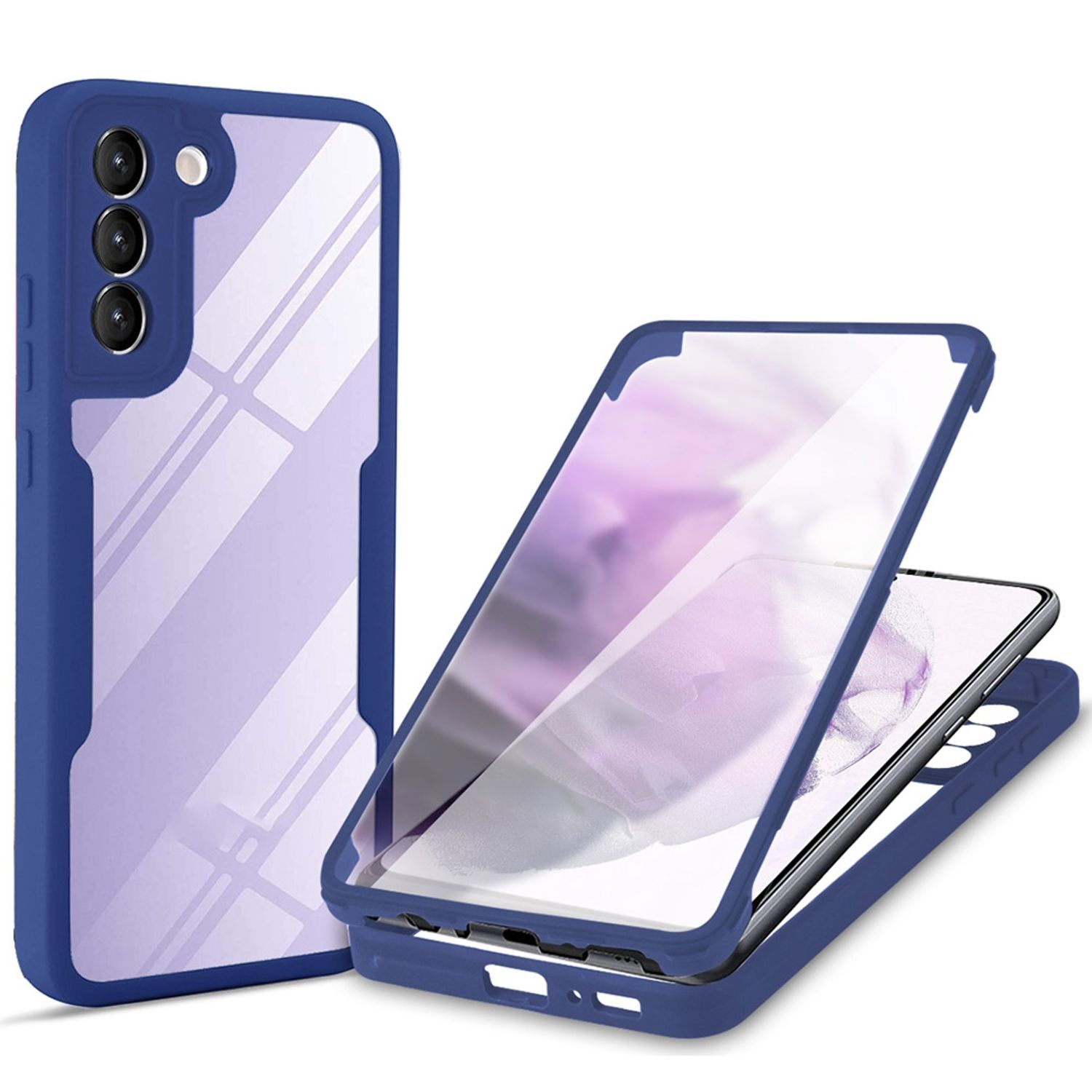 KÖNIG DESIGN Case, Full 5G, Cover, S22 Samsung, Galaxy Blau