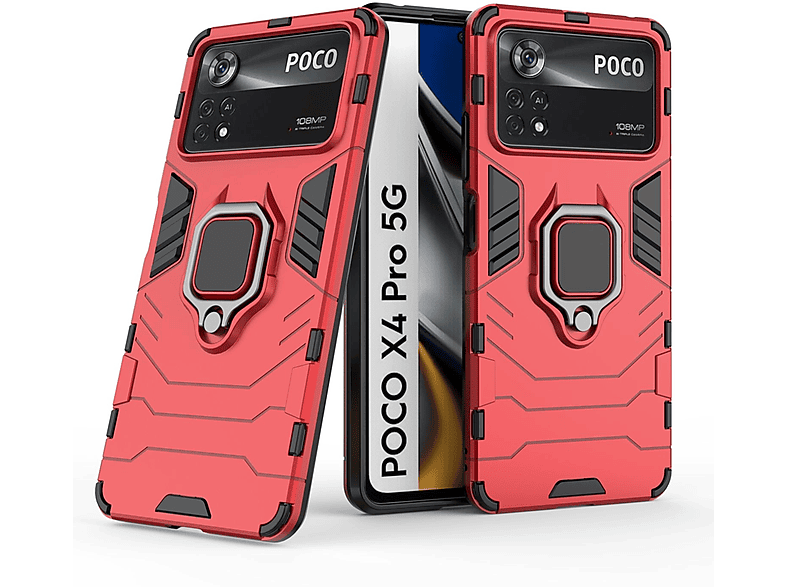 KÖNIG DESIGN Poco Pro X4 Xiaomi, Rot Backcover, Case, 5G