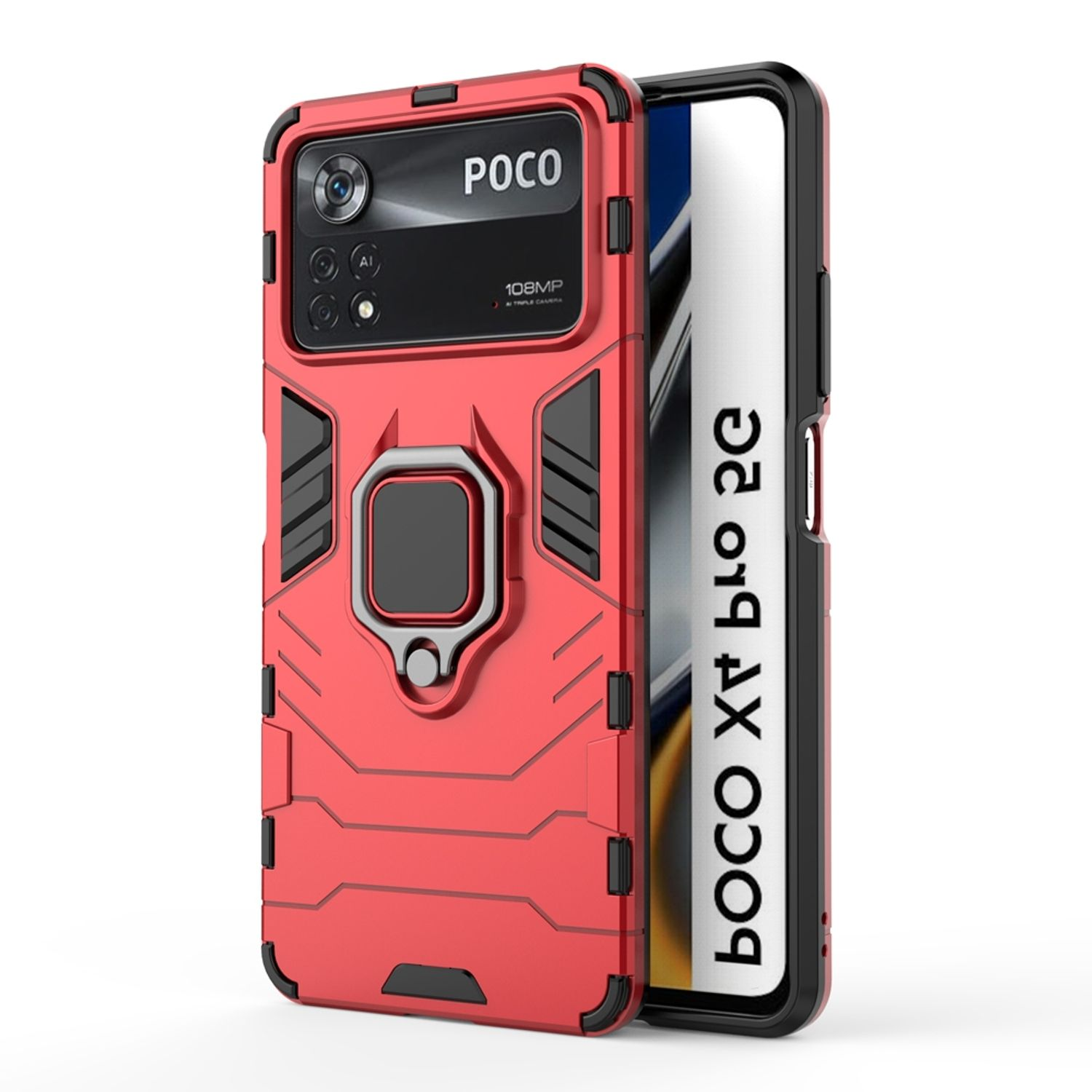KÖNIG DESIGN Poco Pro X4 Xiaomi, Rot Backcover, Case, 5G
