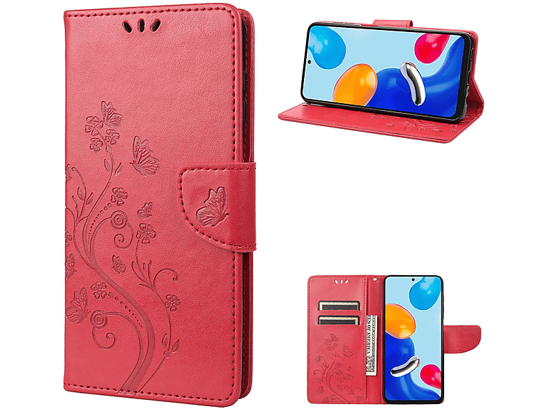 KÖNIG DESIGN Book Case, Bookcover, Xiaomi, Redmi Note 11 / Note 11S Global, Rot