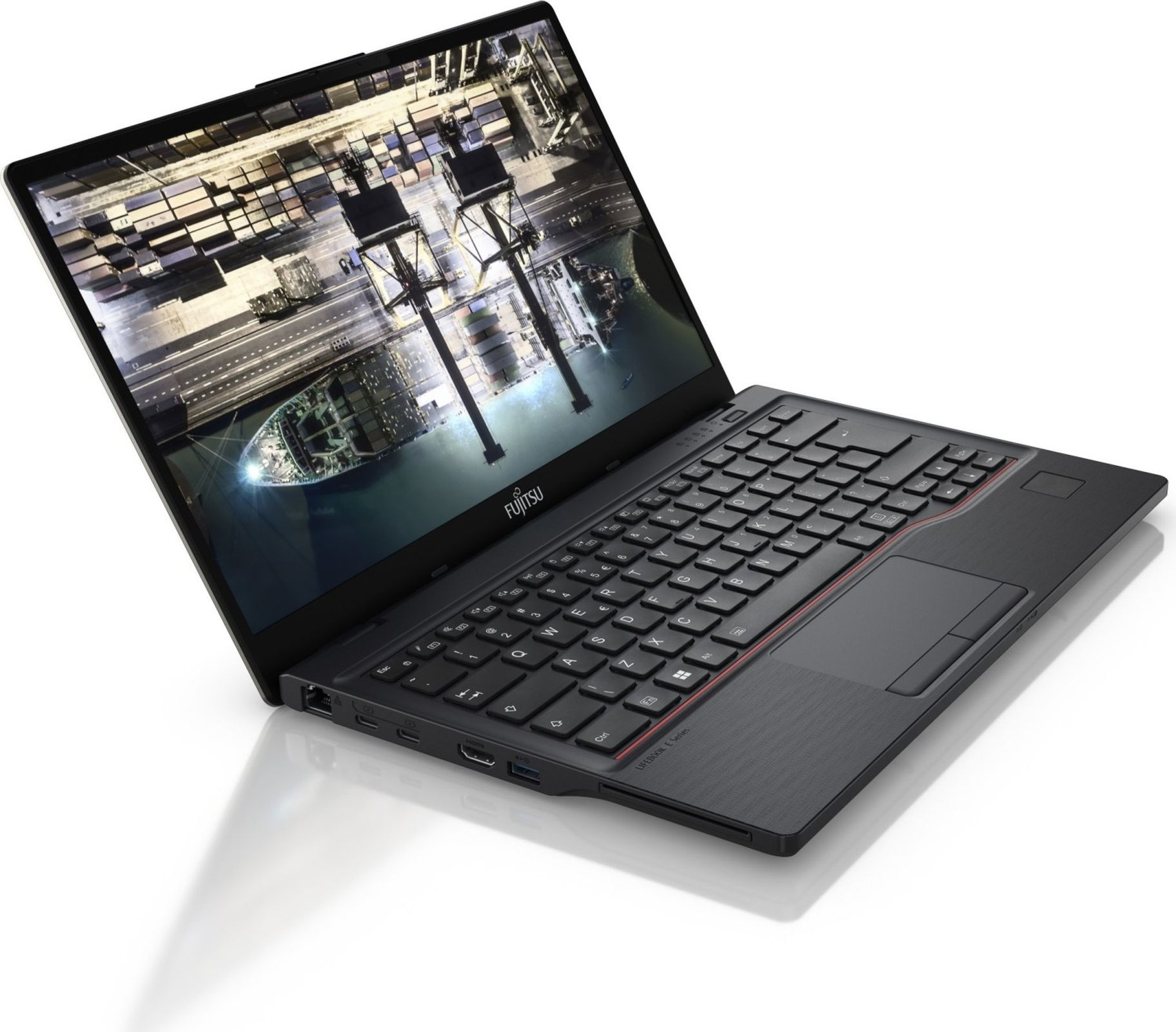 FUJITSU NB LIFEBOOK 14 RAM, Display, Radeon W11P, mit Notebook AMD 14 16 Schwarz 512 GB Zoll Graphics, FHD SSD, AMD Ryzen E5412A GB AMD