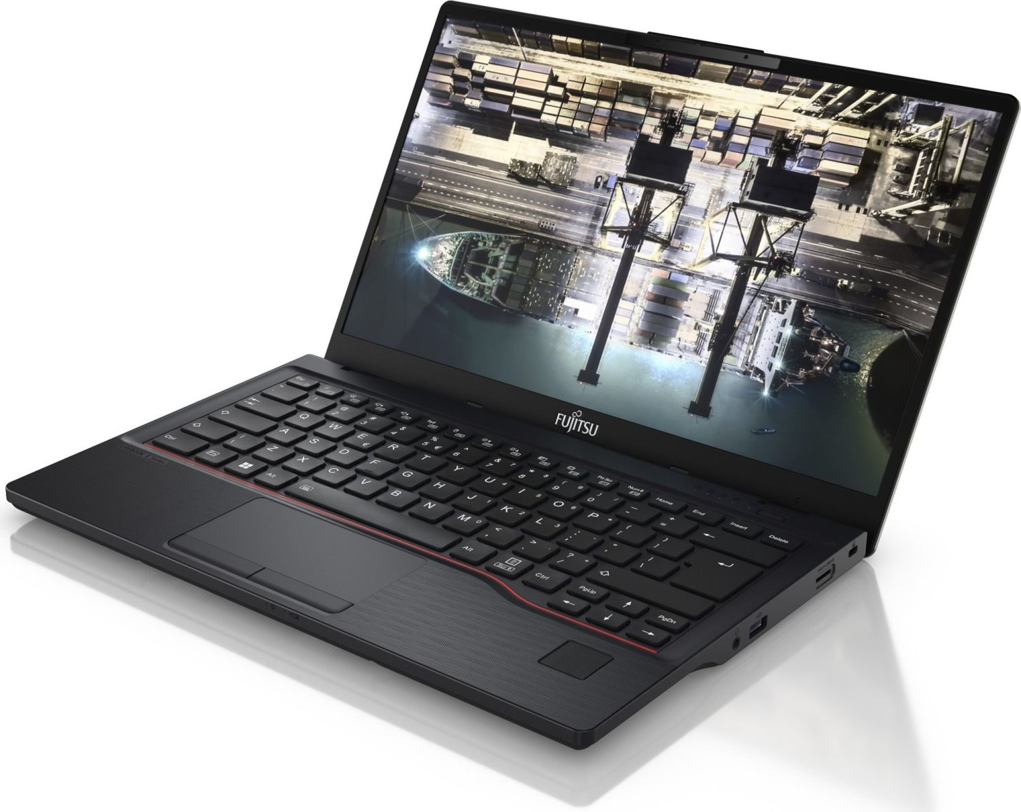 FUJITSU NB LIFEBOOK 14 RAM, Display, Radeon W11P, mit Notebook AMD 14 16 Schwarz 512 GB Zoll Graphics, FHD SSD, AMD Ryzen E5412A GB AMD