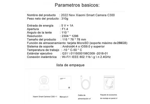 Cámara inalámbrica WiFi Interior 2K C300 Xiaomi