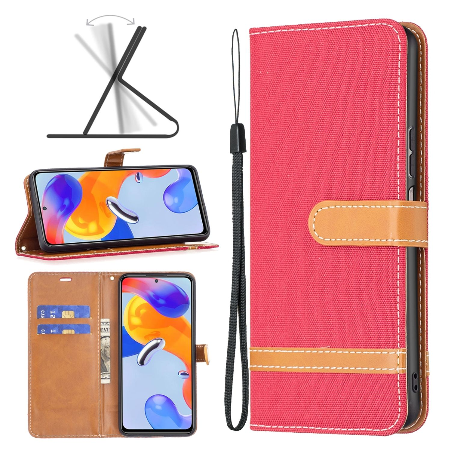 Book Xiaomi, 11 Pro+ KÖNIG Redmi Note DESIGN Pro Note Rot Bookcover, 11 5G, / Case,