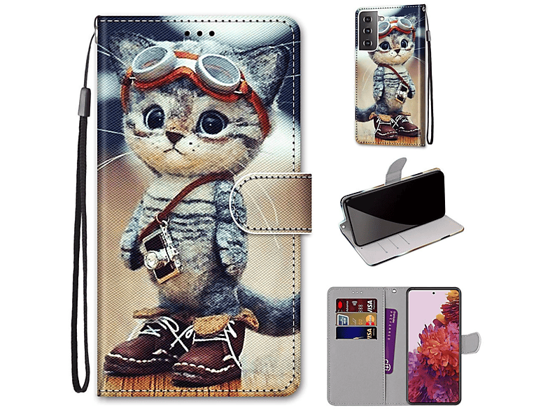 KÖNIG DESIGN Book Case, Samsung, Bookcover, Mehrfarbig S21, Galaxy