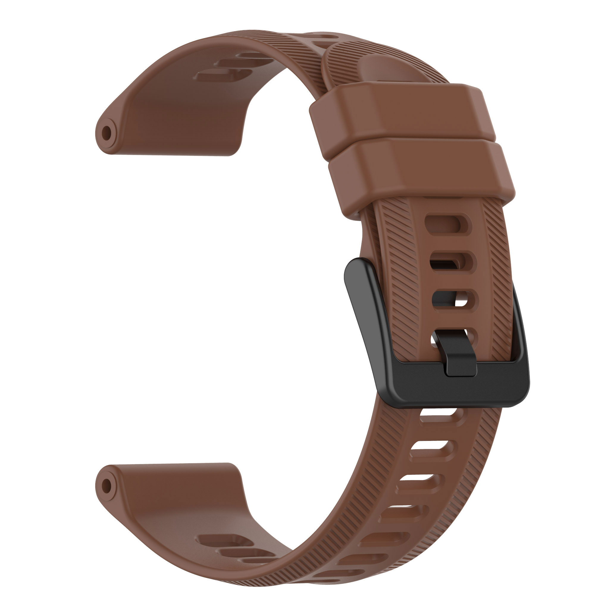Braunes Uhrenarmband mit schwarzer Schnalle und Löchern zur Anpassung.