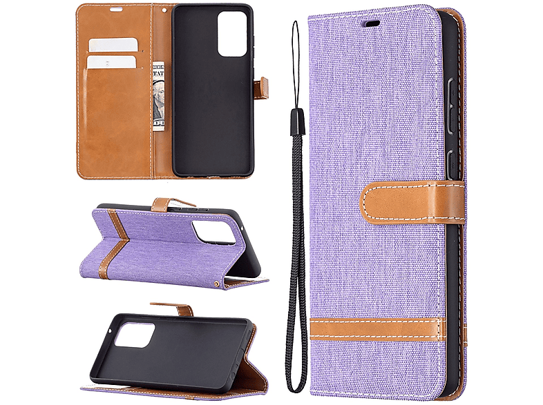 Case, Bookcover, Galaxy Samsung, 5G, KÖNIG A72 DESIGN Book Violett