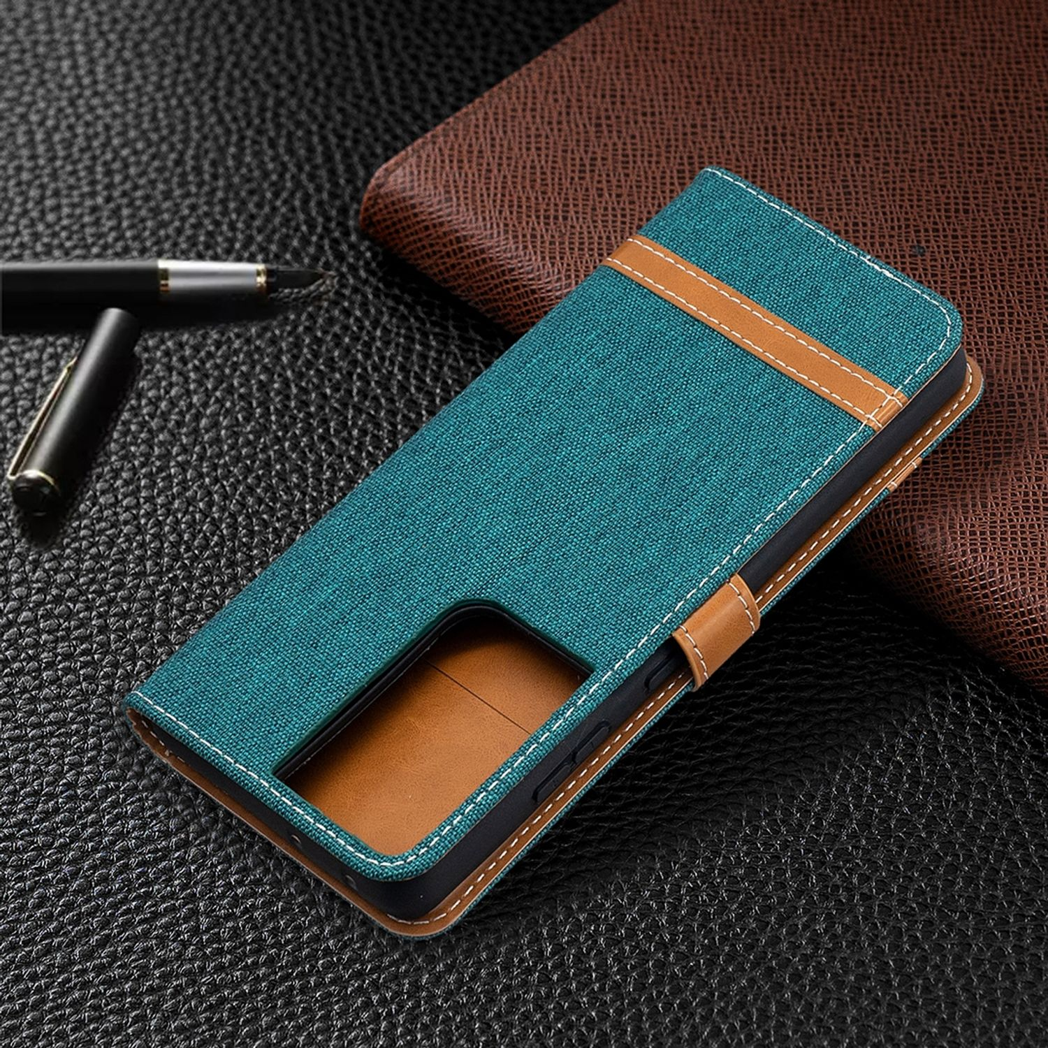 KÖNIG DESIGN S21 Ultra, Book Case, Grün Bookcover, Samsung, Galaxy