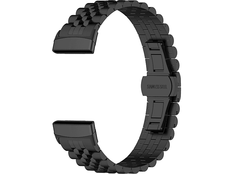 INF Armband / Fitbit, Ersatzarmband, / Schwarz 5, Versa 4 3 Edelstahl