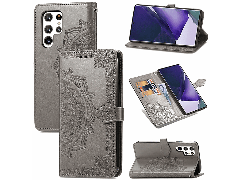 KÖNIG DESIGN Book Case, Bookcover, Samsung, Galaxy S22 Ultra 5G, Grau