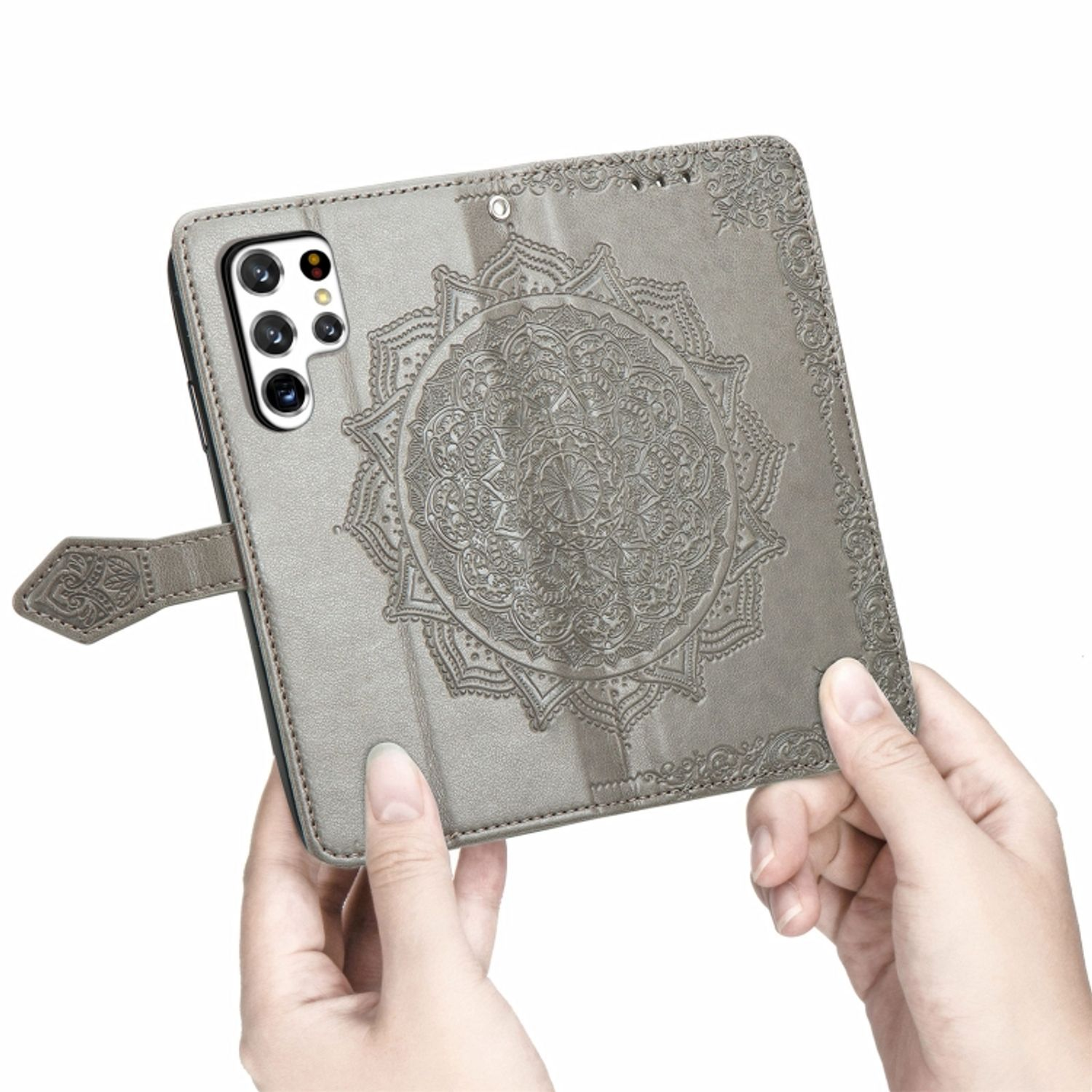 KÖNIG DESIGN Book Bookcover, 5G, Ultra S22 Samsung, Galaxy Grau Case