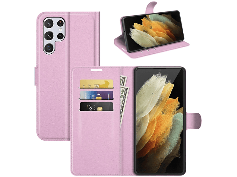 KÖNIG DESIGN Book Case, Bookcover, S22 Rosa Galaxy Ultra Samsung, 5G
