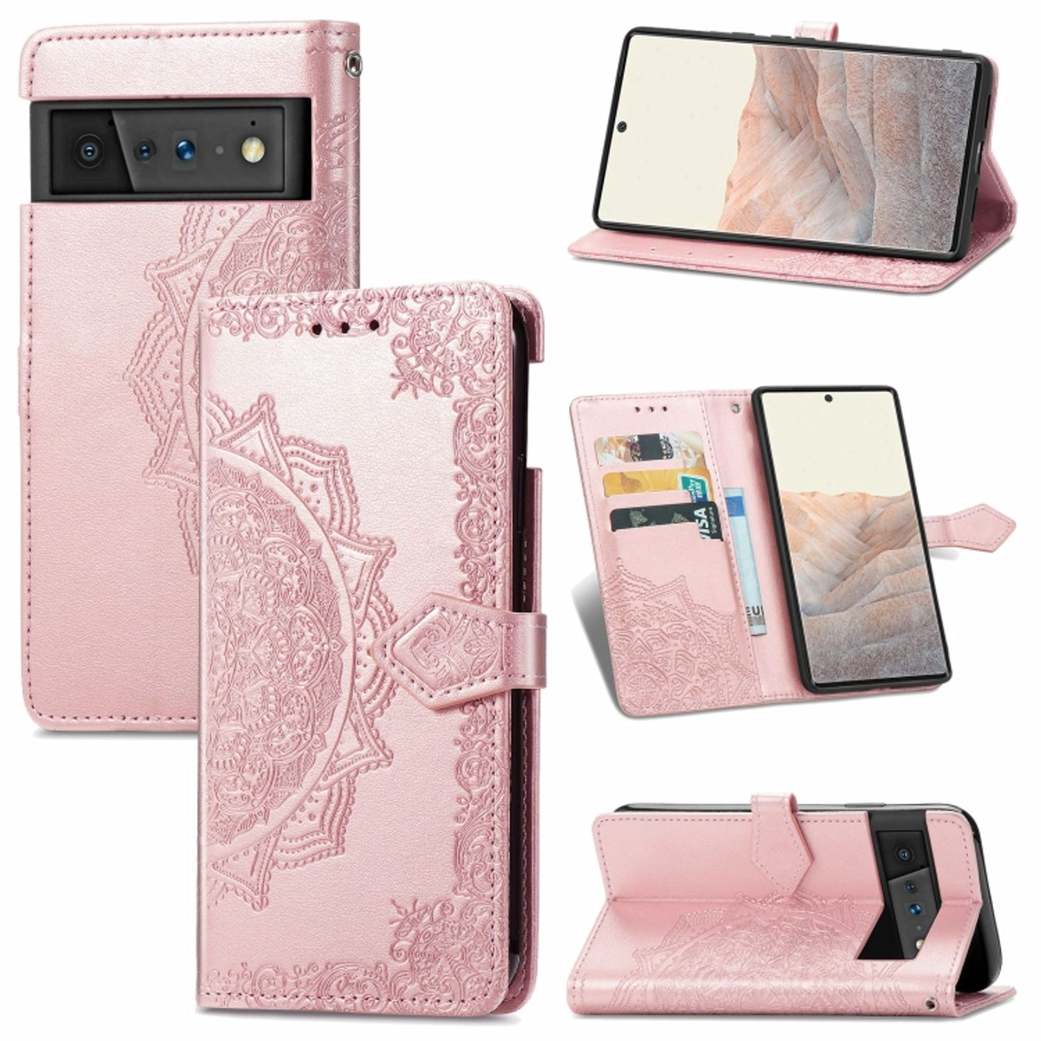 KÖNIG DESIGN Bookcover, Case, Book Pixel Rose 6 Google, Gold Pro