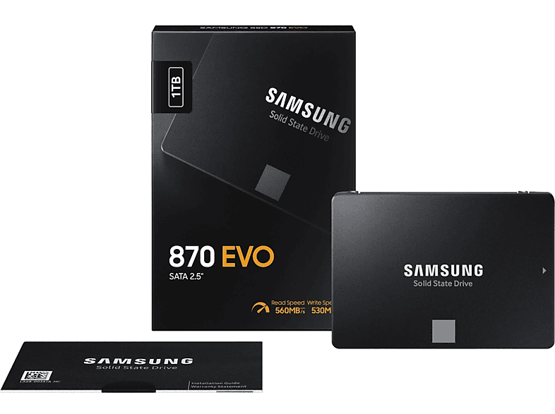 SAMSUNG 870 EVO 1 TB, SSD SATA 6 GB/s, 2.5 Zoll (MZ-77E1T0B/EU), 1 TB, SSD, intern