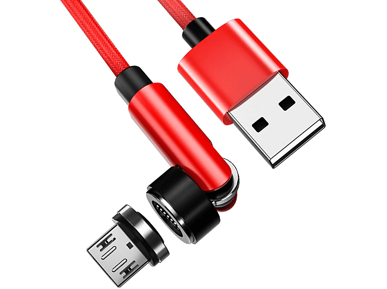 INF Android Micro USB Magnetisches Ladekabel 3A Fast Charge 2 m, Ladekabel, Rot
