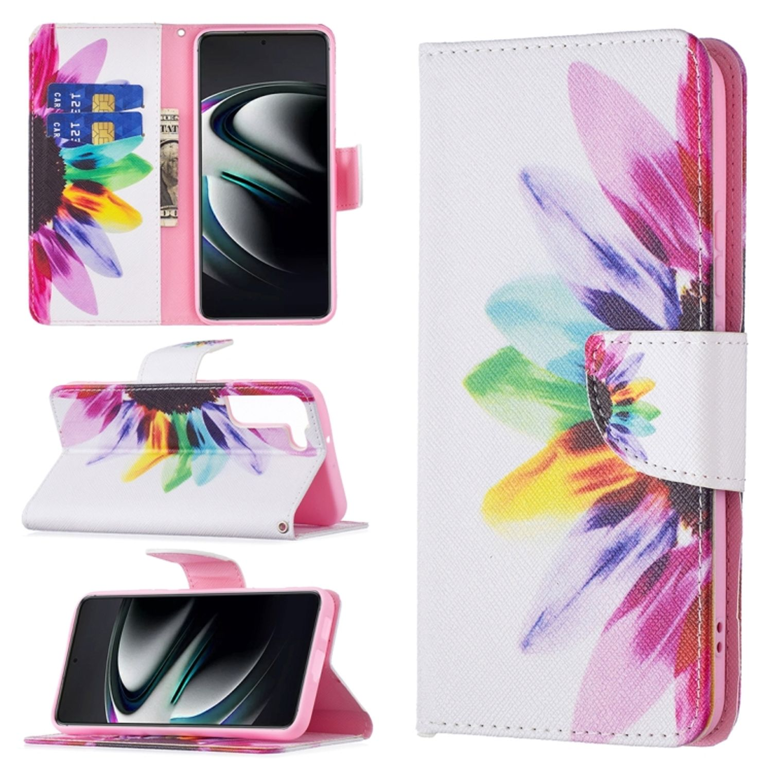 Book DESIGN 5G, KÖNIG Samsung, Sonnenblume Galaxy Case, Plus Bookcover, S22