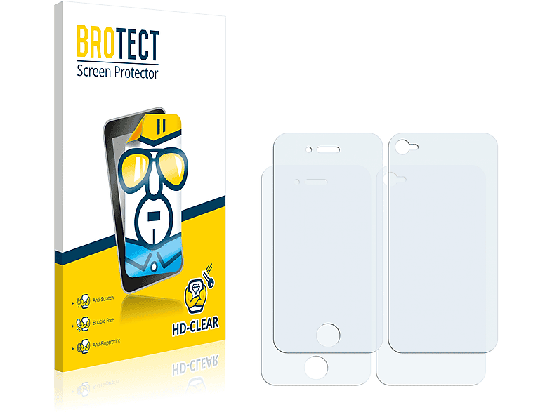 BROTECT 2x klare Schutzfolie(für Apple iPhone 4)